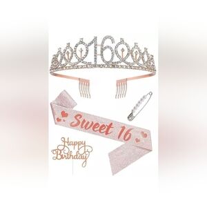 🌹Sweet 16th Birthday Cake Topper, Sash & Tiara Set